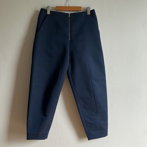 COS Navy Structured Thick Textured Balloon Fit Cropped Pants - Picture 2 of 11